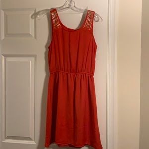 Red/orange jewel dress with cut out back